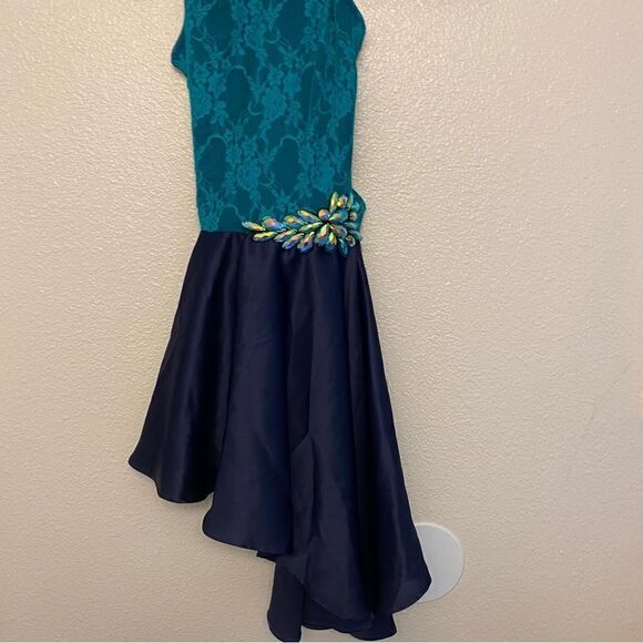 Revolution Dance Costume lyrical navy blue teal lace IN WAVES RC20988 LC - Picture 3 of 12